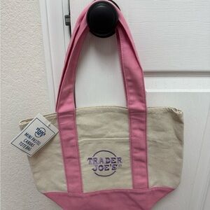 Trader Joe’s Pink and Cream pastel mini canvas Tote Bag